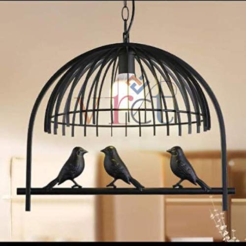 VRCT Industrial Pendant Light 15.7" Stylish Iron Chandelier Pendant Lights Creative Birdcage Hanging Lamp Fixture in Black Finish, 40 Watts