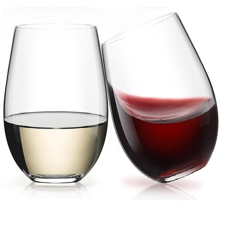 Winkelen Wine Glasses, Stemless Wine Glass 400ml, Lead-Free Drinking Glasses, Ideal for Red or White Wine, Cocktail, Juice, Water, Kitchen Glassware, Beach, Wedding & Party Gifts (2 Pcs Wine Glasses)