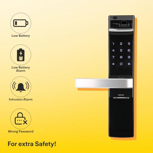 Yale YDM 4109 Smart Lock for Wooden Door Width 38mm to 80mm I 4 in 1 Access | Fingerprint | PIN | RFID | Mechanical Key | Universal Handle |Home Office | 1 Year Warranty | Black