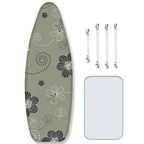 GUDMART® Eiufga Ironing Board Cover and Pad, 18x49in, with 4 Clips and Anti-Iron Cloth, Extra Large, Made in 100% Cotton