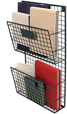 INDIDECOR 91253 Classic 2 tier Metal Wall Shelf Magazine Holder - Black