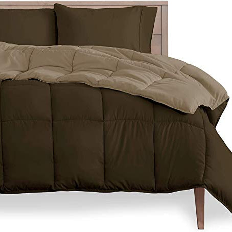 Rajasthan Crafts Soft Microfibre Comforter Blanket Lightweight Reversible Quilt Duvet All Weather, 200 GSM Single Bed, Brown and Beige Color