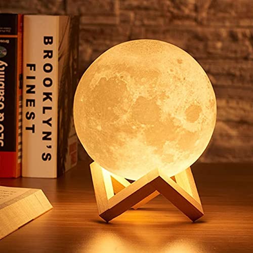 REFULGIX 3D Moon Lamp 7 Colour 15 cm Changeable Sensor for Bedroom, Touch Moonlight Lamp with Stand & USB for Bedside, Valentine, Festival, Corporate, Wedding Gifts Plastic, LED