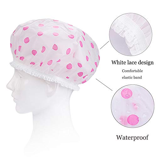 KANTARESHWER™6 PCS Shower Caps, Etercycle Reusable Elastic Waterproof Bathing Hair Cap with Lace Elastic Band for Women Beauty, Hair Spa, Home Hotel Travel Use