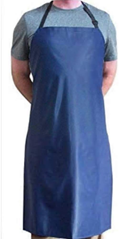 DEBIK PVC Waterproof & Dustproof Apron For Dishwashing, Coffee, Dog Grooming, Cleaning Fish, Project-Industrial Chemical Resistant Plastic| Front Pocket| Free Size| Unisex| BLUE| Pack Of 1