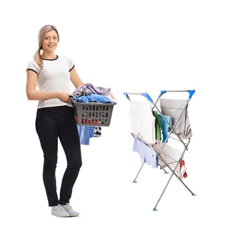 Finiky NanoDry Cloth Drying Stand -Pre Assembled, Weather Resistant, One-Step Open & Foldable, 2-Tier Clothes Drying Rack for Balcony & Indoors with 12 kg Drying Capacity