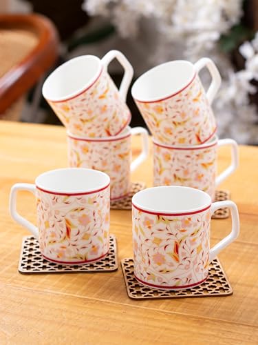 Clay Craft Fine Ceramic Tea/Coffee Cup Set of 6-200 ml each (HILTON H309)