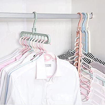 MAPPERZ Plastic Space Saving Clothes Hangers/Multifunctional Smart Closet Organizer/Wardrobe Clothing Cascading Hanger 9 Slots Shirts Pants Dresses Coats (4)