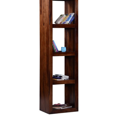 Chetan Interiors Wooden Bookshelf with 4 Shelf for Living Room | Library | Study Room | Students Solid Wood Book Case Display Unit for Home & Office (Sheesham Wood, Wooden Finish)