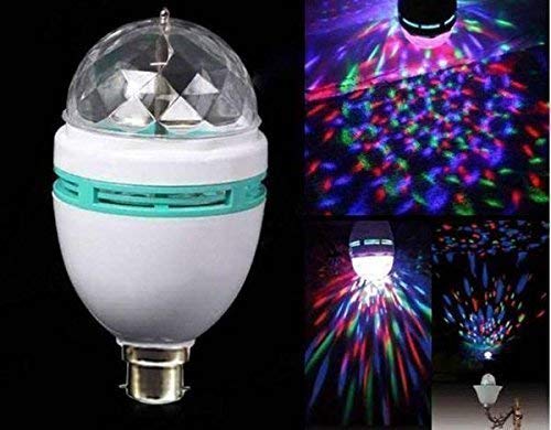 SEVAM 360 Degree Led Crystal Rotating Bulb Magic Disco Led Rotating Bulb Light Lamp For Party/Home/Diwali Decoration (Pack of 1) Multicolor, b22