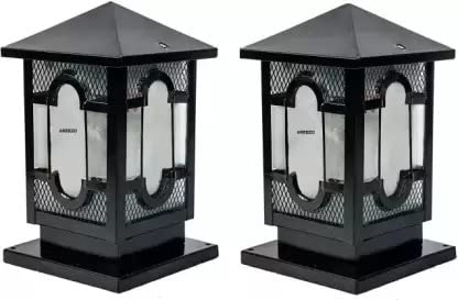 WHITERAY Black Metal Gate Light Taj Antique/Waterproof Outdoor Light for Home and Garden (Pack of 2)