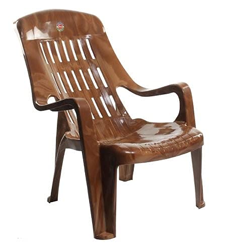 SkyGlamour Cello Comfort Relax Plastic Arm Chair |Single Chair for Balcony | Garden | Living Room | Indoor and Outdoor Use | Color: Sandalwood; Single Chair