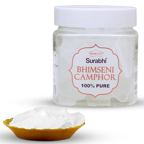 Shubhkart Surabhi Pure Organic and Original Bhimseni Camphor Kapoor Container |Purifying & Pleasant Fragrance for Pooja, Hawan, Air Freshener |Organic Camphor, Diffuser Camphor - 100 gm