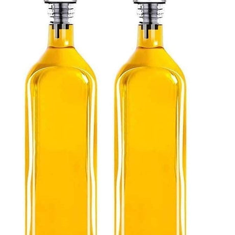 Mazaro Oil Dispenser Bottle for Kitchen 1 Litre Glass - Clear - 1000 ml - Pack of 2