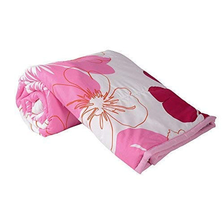 J SHREE Single Bed Ac Blanket Dohar/Quilt Pink Flowers, Fabric - Micro Cotton, Size -55 x 84 Inches, Color Fastness Guarantee