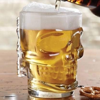 Raghavendra Sarkar® Classic Glass Skull Shape Design Beer Mug, Transparent (540 ml; Set of 1)