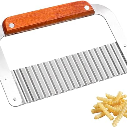 Baskety Crinkle Cutters, Crinkle Cutting Tool French Fry Slicer Stainless Steel Blade Wooden Handle Vegetable Salad Chopping Knife.