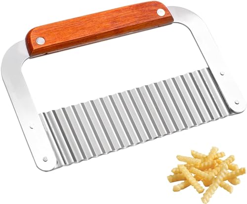 Baskety Crinkle Cutters, Crinkle Cutting Tool French Fry Slicer Stainless Steel Blade Wooden Handle Vegetable Salad Chopping Knife.