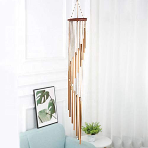 TIMESETL Classic 18 Aluminum Tubes Rotate Wind Chimes Tube Tones Magical Sounds, for Home Decoration (Rose Gold)