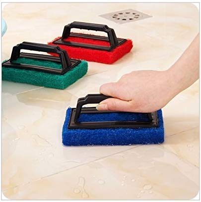 OROOBA® Tile Cleaning Multipurpose Scrubber Brush with Handle Scrub Pad Scrub Sponge [Pack of Three]