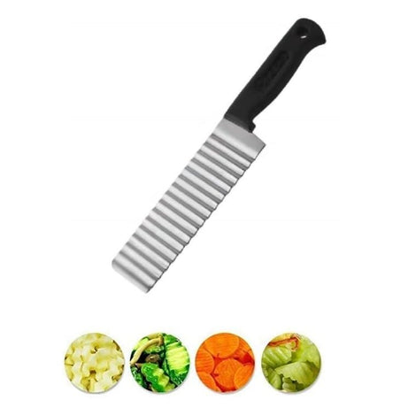 FLOXIT 1PCS Stainless Steel Potato Cutter, Crinkle Choppers French Fries Chips Chopping Knives with Nylon Handle Chopping Knife Carrot Vegetable Salad Waves Cutting (1pcs-Knife Crinkle Cutter)