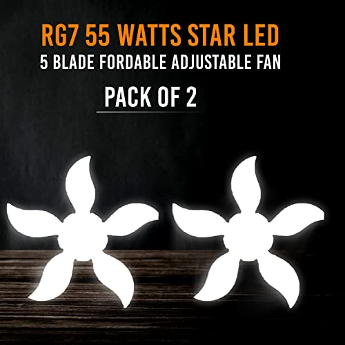 RG7 55 W Fan Shape Mini 5 Blade Fordable adjustable Fan LED Bulb Decorative B22 LED Bulb (White) (Pack of 2)