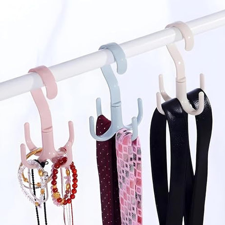 BEYOND BASIC 360 Degree Rotating Tie and Belt Hanger Scarf Tie Rack Holder Hook for Closet Organizer (Random Colours) (4)