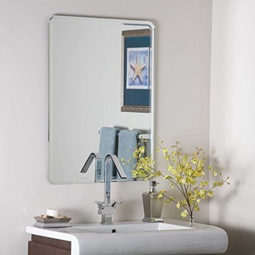 SDG Glass Frameless Rectangular Wall Mount Bathroom Mirror, Silver, Size : 18 Inch X 24 Inch, Unframed