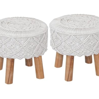 BOHOME CRAFT Ottoman Pouffes Set of 2 Stool for Living Room Sitting Furniture Footrest Seat Pouf Puffy Foam Stool | Foot Stool for Office Home Decor, 16x16x17 Inch