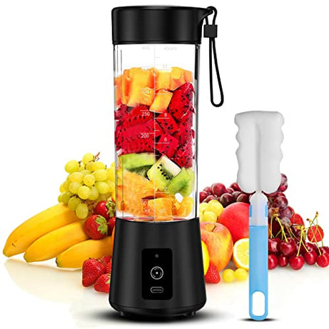 Portable Blender, YKSINX Personal Mini Blender for Smoothies and Shakes USB Rechargeable Juicer Cup Travel Handheld Fresh Juice Blender (Black)