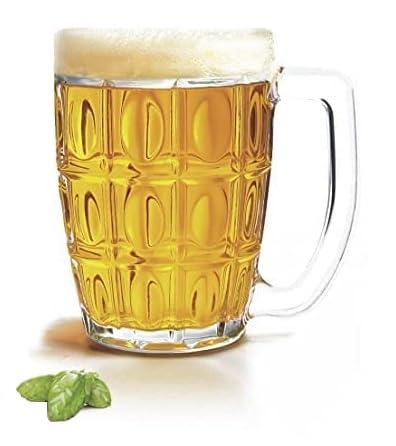 Glass Beer Mug Set of 1, 400 ml with Handle | Glass Mug for Drinking Beer, Milk, Juice, Bar, Beverages