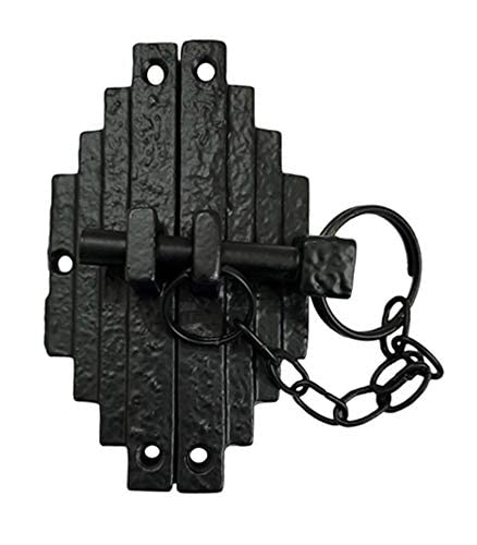 Adonai Hardware "Dothan" Black Antique Iron Cabinet/Gate Latch with Chain (1, Matte Black Powder Coated)