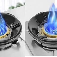 SKYLACE Black Gas Stove Burner Flame Saver Windproof Portable Stove Protector & Washable Stand Windshield Buckle Temperature Burning Gas Chula Energy Saver Stand (Pack of 02)