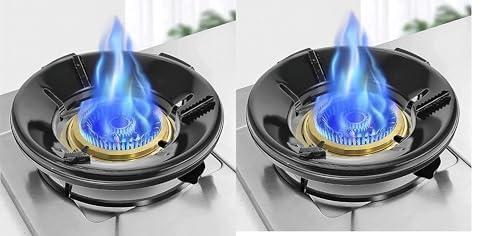 SKYLACE Black Gas Stove Burner Flame Saver Windproof Portable Stove Protector & Washable Stand Windshield Buckle Temperature Burning Gas Chula Energy Saver Stand (Pack of 02)