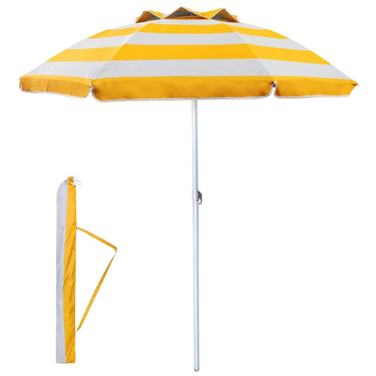 RAINPOPSON Stripe Garden Umbrella Big Size 8ft Heavy Duty Garden Patio Outdoor Umbrella for Rain & Sun Stripe Design Colorful Garden Umbrella (Yellow) (8ft/48in)