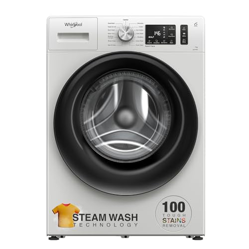 Whirlpool 7 Kg 5 Star Inverter Front Load Fully Automatic Washing Machine with In-Built Heater (XS7010BWW52E, Crystal White, 100+ Tough Stains, Steam Technology, 6th Sense Soft Move, 2024 Model)