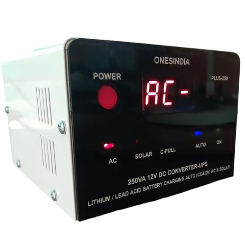 Onesindia. 300W Mini Inverter+ups+Converter(12V DC to 220V).with solar (6amp)+ ac (3.5amp) charger.(Lithium-Battery-compatible. BATTERY & SOLAR PANEL are NOT INCLUDED) 1 Year Warranty.