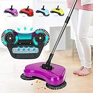 360 Degree Rotating Brush Spin Hand Push Broom Sweeper Dust Collector Floor Surface Cleaning Mop/New Stainless Steel Sweeping Machine Push Type Hand Push Magic Broom