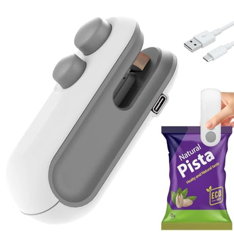 Claiez Portable Mini Sealing Machine 2 in 1 USB Rechargeable Magnetic Bag Sealer Heat Seal with Cutter, Plastic Bags Packing Machine Home Appliances