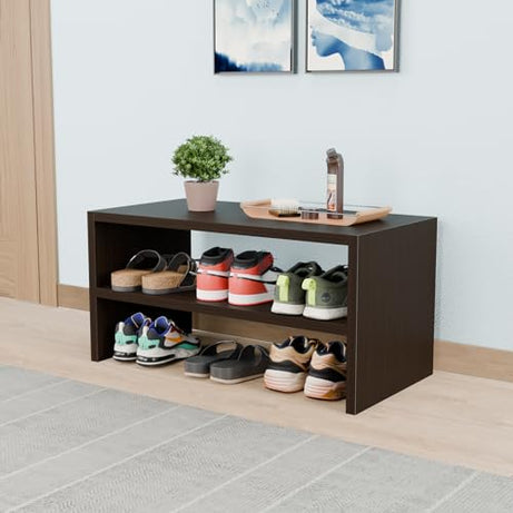 DFC Zeo Engineered Wood Open Shoe Rack with 2 Shelves Storage for Living Room Home Office Wood Multipurpose Shoe Organizer Chappal Stand Furniture (Wenge Finish)