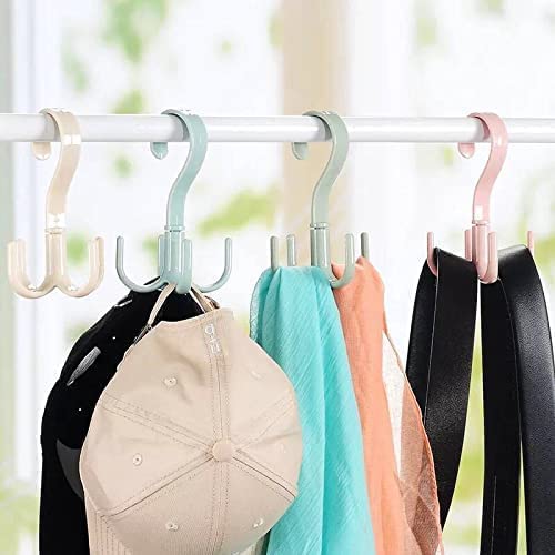 Mechdel 360 Degree Rotating Tie and Belt Hanger Scarf Tie Rack Holder Hook for Closet Organizer (Random Colors) (Pack of 4)