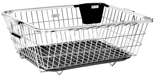 Plantex Stainless Steel Dish Drainer Basket for Kitchen Utensils/Dish Drying Rack with Drainer/Bartan Basket/Plate Stand(Size- 56x43x23 CM/Chrome Finish)