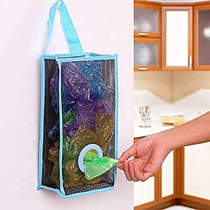 Lexazo Wall Hanging Garbage Bags Recycle Breathable Plastic Storage Polythene Garbage Bags Kitchen Organizer Plastic Wall Mounted Rubbish Bag Container- Pack of 1 Multi Color