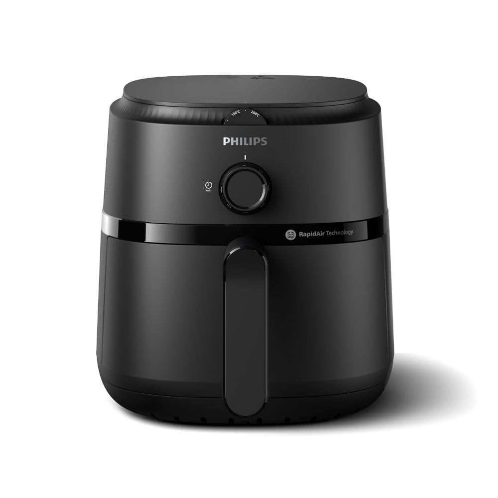 PHILIPS Air Fryer NA120/00, uses up to 90% less fat, 1500W, 4.2 Liter, with Rapid Air Technology (Black), Large