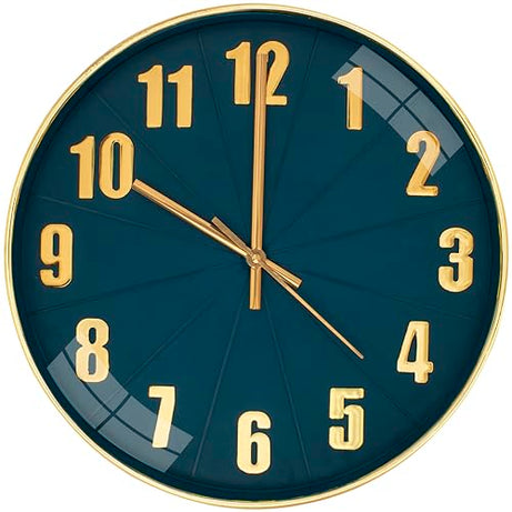 Rylan Wall Clock 12" Silent Quartz Decorative Latest Wall Clock Non-Ticking Classic Clock Battery Operated Round Easy to Read for Room/Home/Kitchen/Bedroom/Office/School.