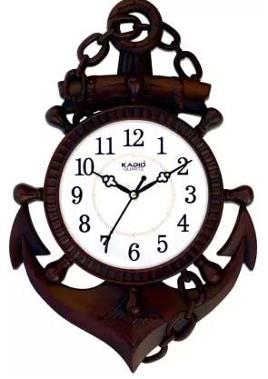 Kadio Analog 39 cm X 26 cm Wall Clock (Black, with Glass, Standard)