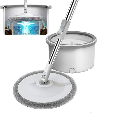 PYXBE Microfiber Spin Mop, Hygienic Easy Store Floor Mop Spin, 360Degree Durable Design Spin Mop Cleaning,Self Wringe Adjustable Handle Floor Spin Mop,Versatile Spin Mop Bucket for Floor (White)