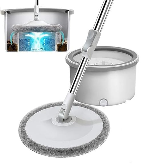 PYXBE Microfiber Spin Mop, Hygienic Easy Store Floor Mop Spin, 360Degree Durable Design Spin Mop Cleaning,Self Wringe Adjustable Handle Floor Spin Mop,Versatile Spin Mop Bucket for Floor (White)