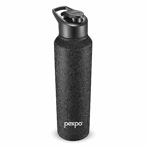 PEXPO Chromo Stainless Steel Sports/Fridge Sipper Water Bottle 1 Litre, Black | Eco friendly | BPA Free | Water Bottle for Office, Gym/Workout, School, Yoga, Trekking, Men, Women and Kids