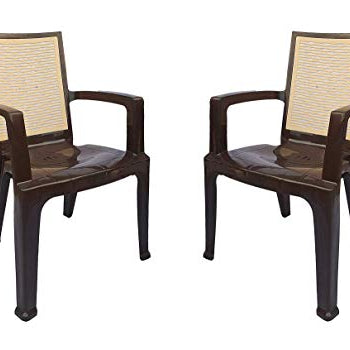 Nilkamal Chr2226 Plastic Mid Back With Arm Chair|Chairs For Home|Dining Room|Bedroom|Kitchen|Living Room|Office-Outdoor-Garden|Dust Free|100% Polypropylene Stackable Chairs|Set Of 2,Brown